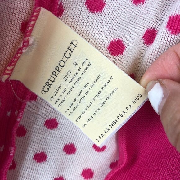 VINTAGE Valentino Missy Women's Pink Polka Dot Cardigan Size 44/10 - Picture 4 of 5